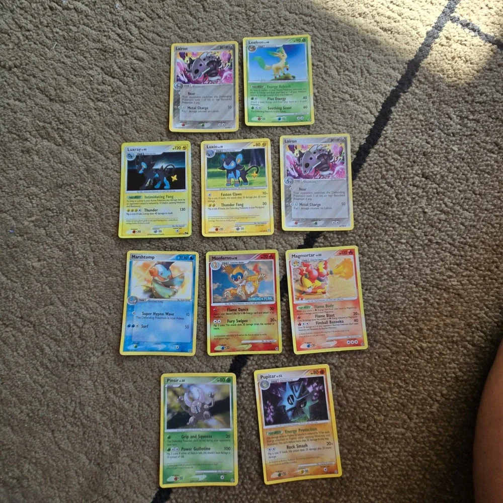Pokemon Card Lot Leafeon Luxray Magmortar Holo Reverse Holo Diamond Pearl 10ct